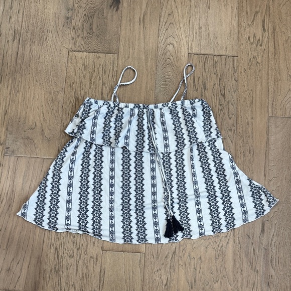 GAP Tops - GAP Blue and White Women's Blouse With Tassels Size Medium